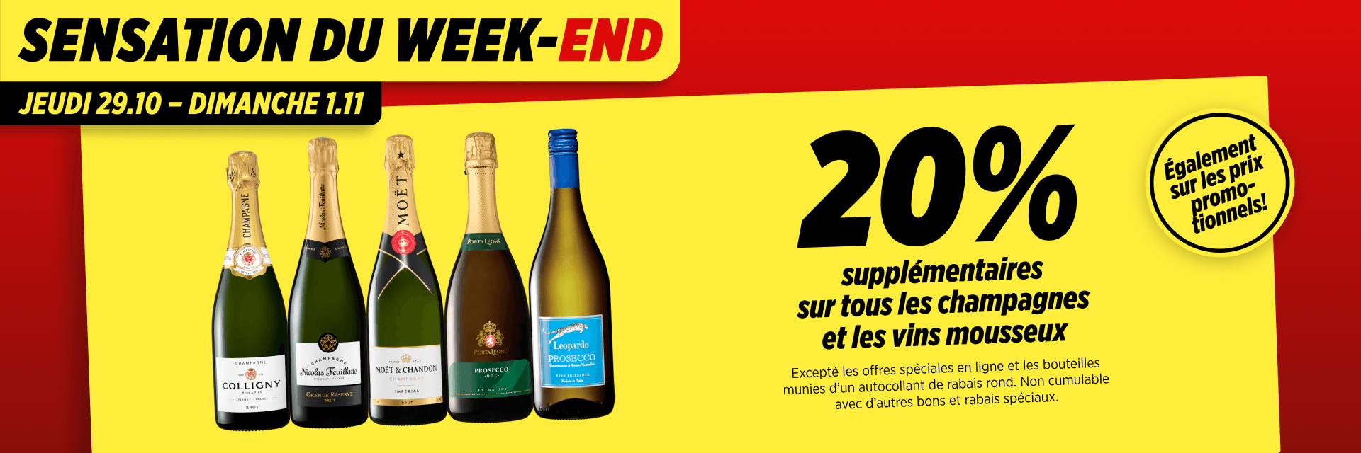 20% sur tous les vins mousseux