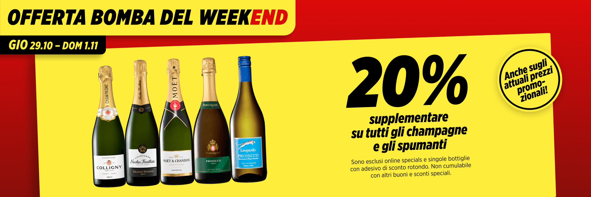 20% su tutti gli spumanti