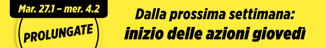 Info: A partire dalla prossima settimana, l’inizio delle promozioni sarà di giovedì.