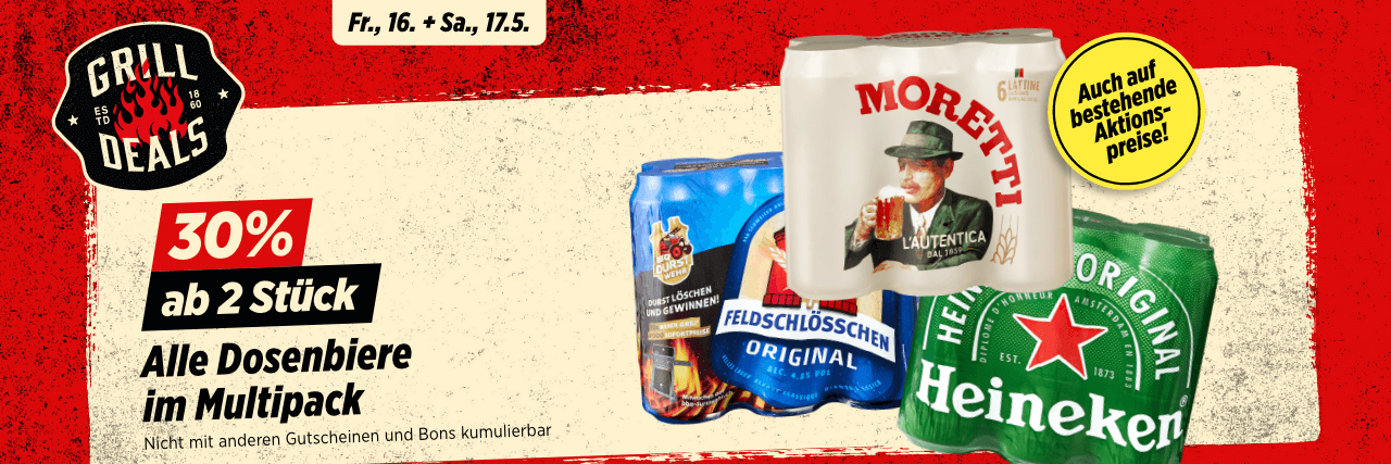 30% ab 2 Stück auf alle Dosenbiere im Multipack