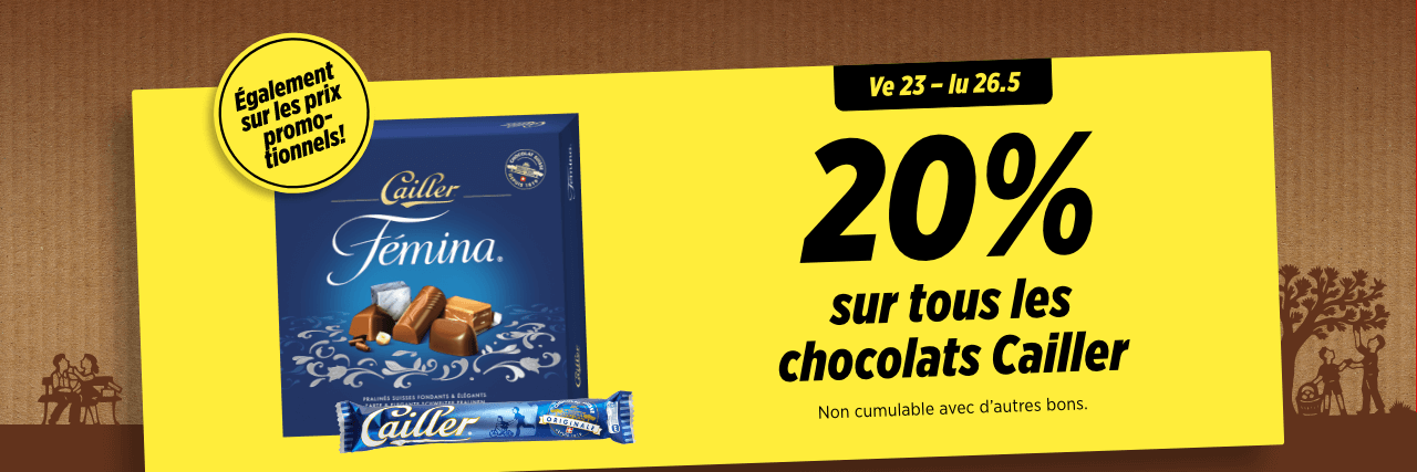 20% sur tous les chocolats Cailler 