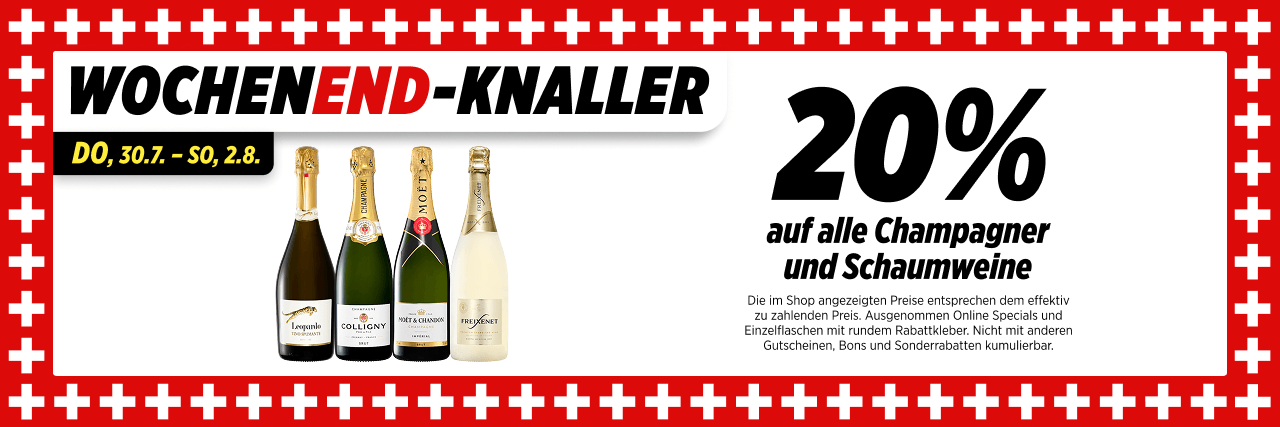 20% auf alle Champagner und Schaumweine
